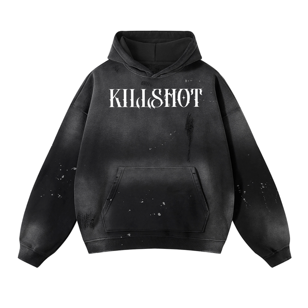 Vintage Washed Frayed Fleece Hoodie